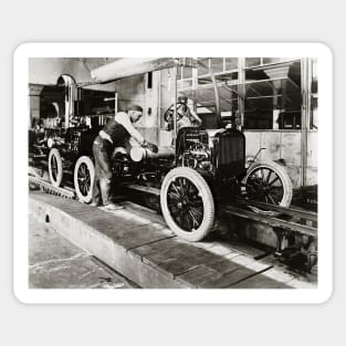 Auto Assembly Line, 1923. Vintage Photo Sticker